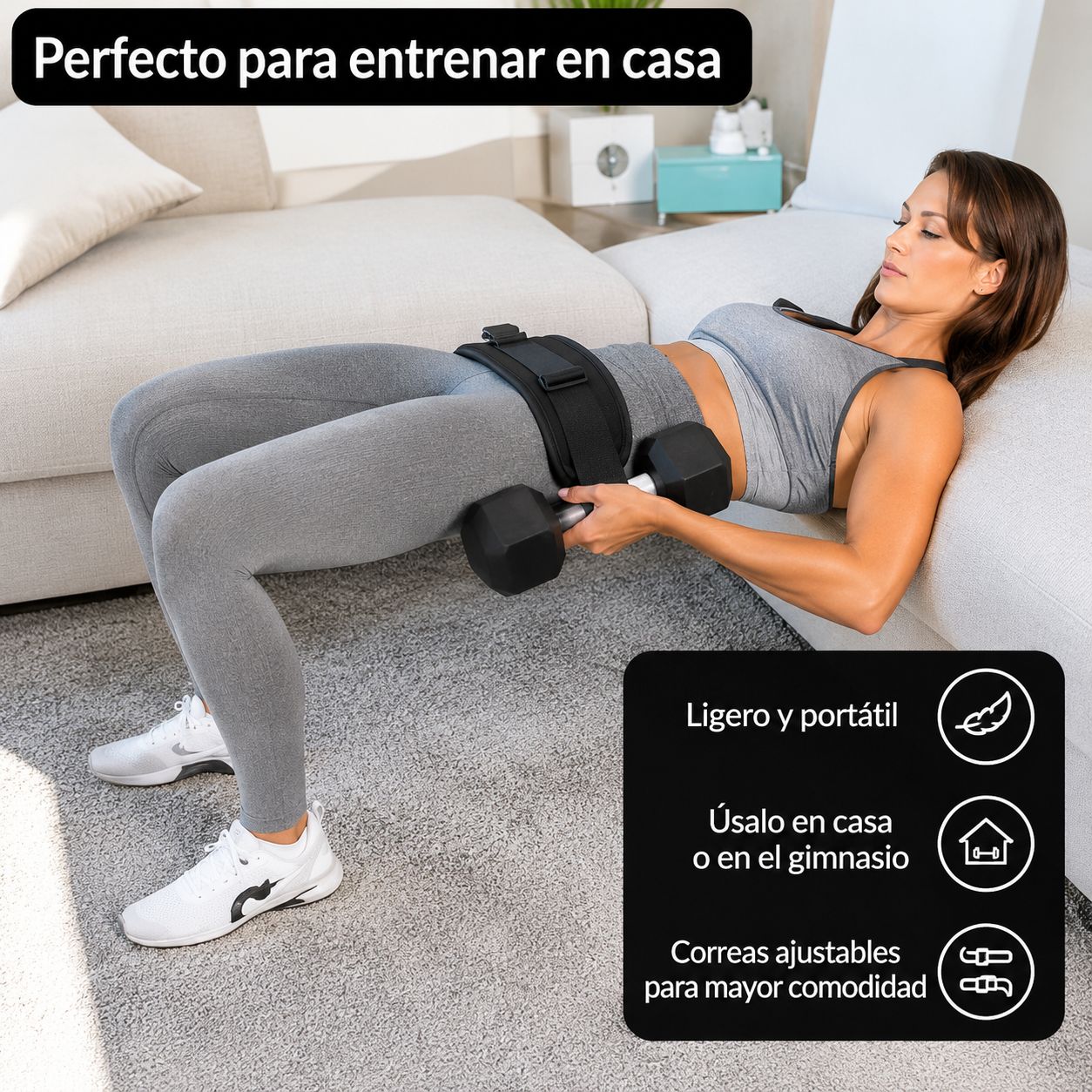 CINTURON DE PESO AJUSTABLE PARA GLUTEOS Y CADERAS FITNESS