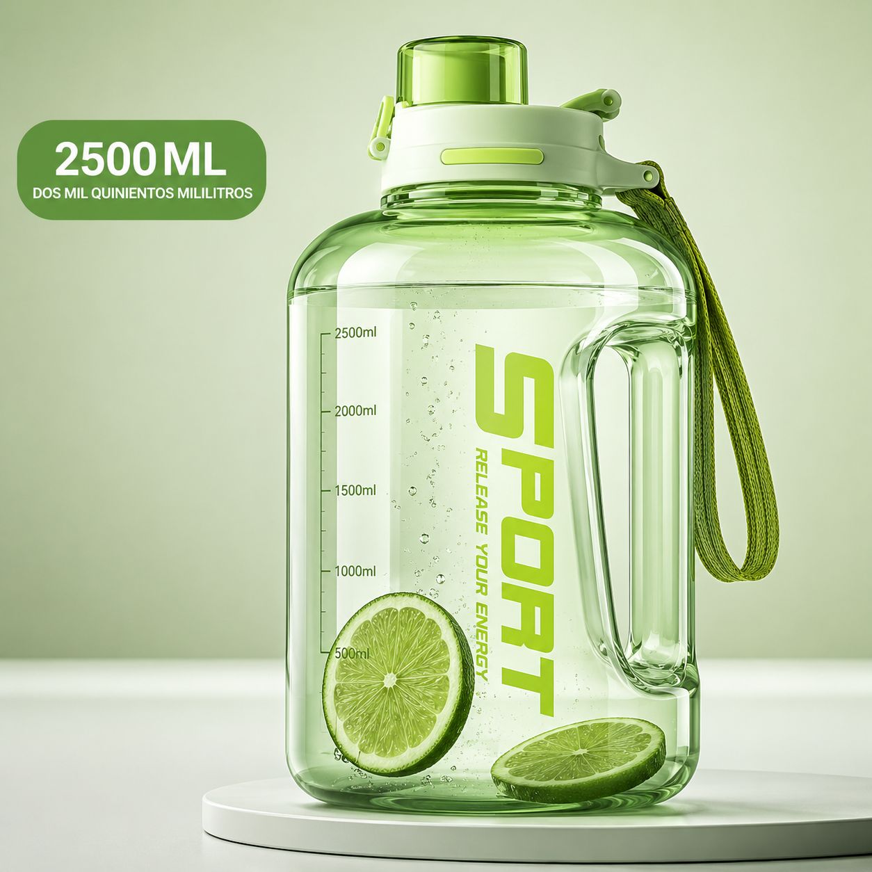 BOTELLA DE AGUA DE GRAN CAPACIDAD CON TAPA DE PAJITA
