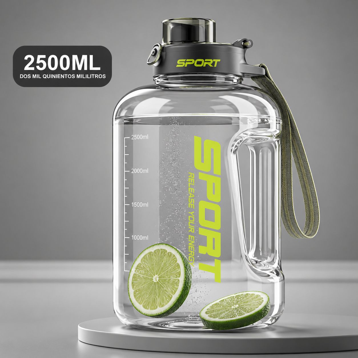 BOTELLA DE AGUA DE GRAN CAPACIDAD CON TAPA DE PAJITA