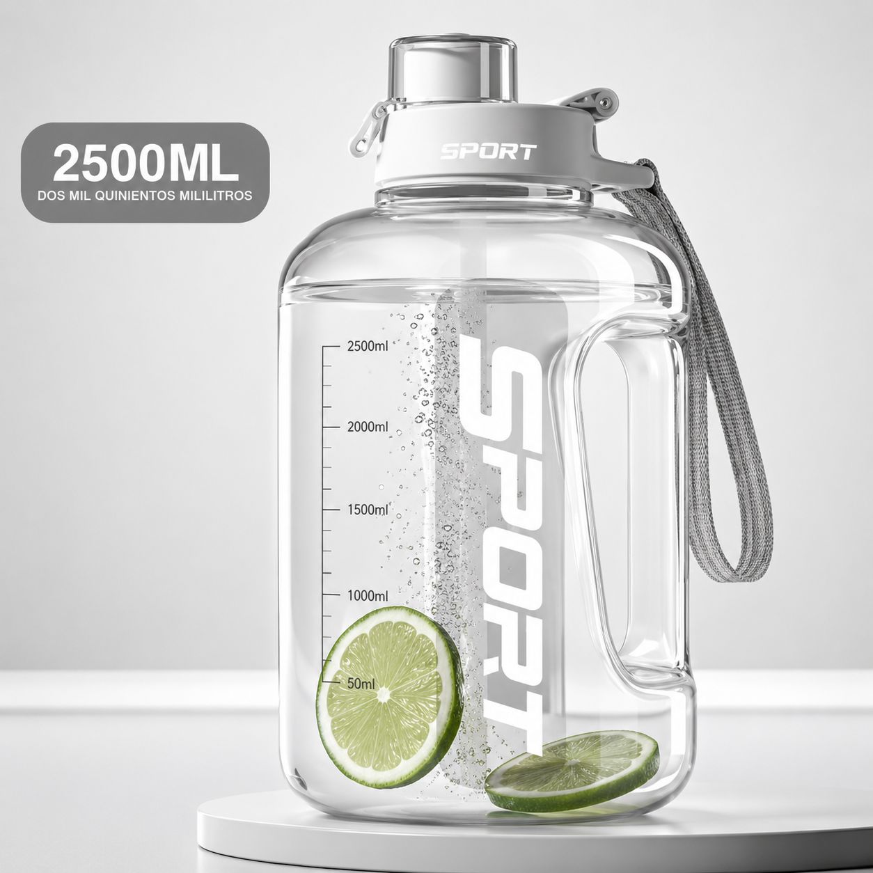 BOTELLA DE AGUA DE GRAN CAPACIDAD CON TAPA DE PAJITA
