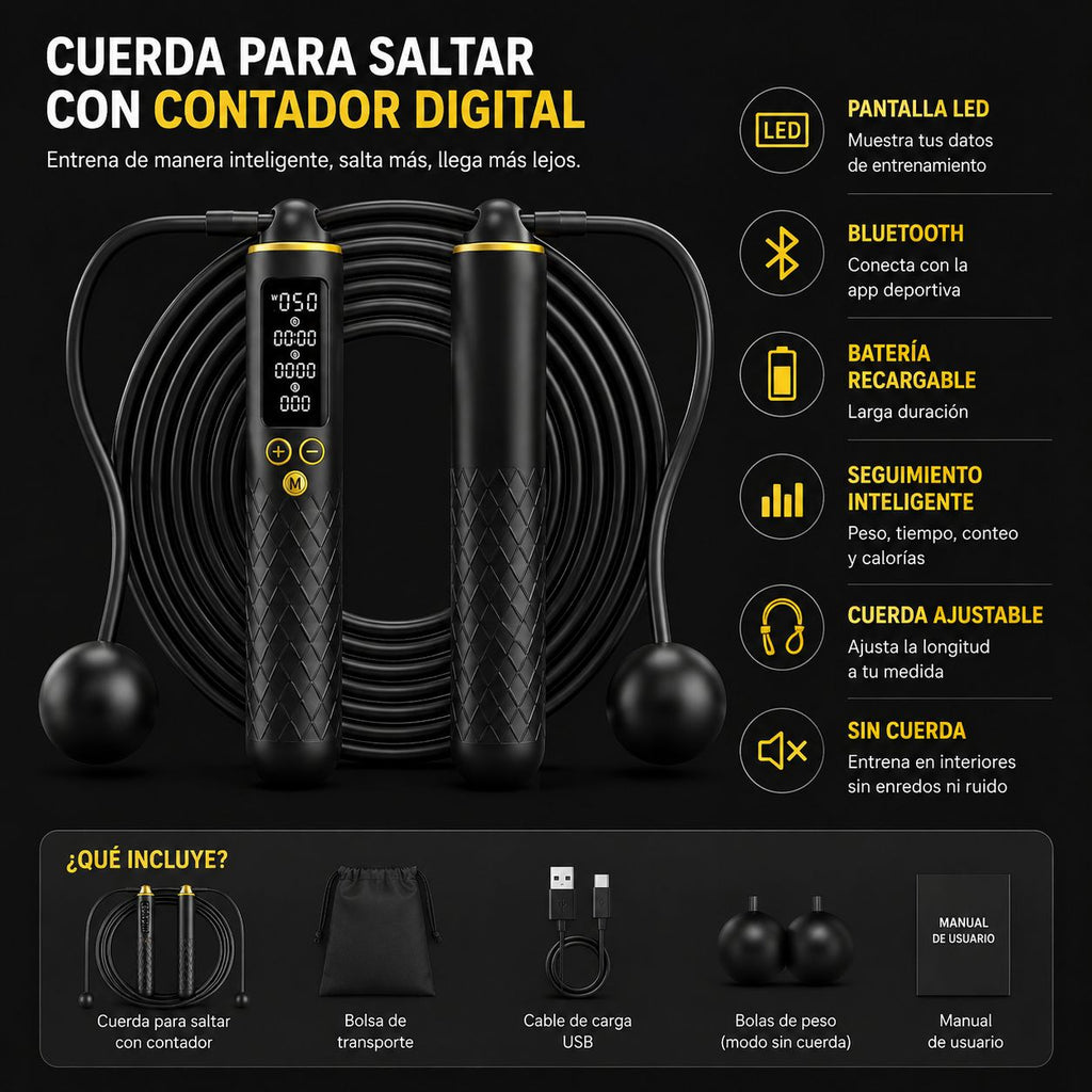 CUERDA DE SALTAR INTELIGENTE | CONTADOR DE CALORIAS