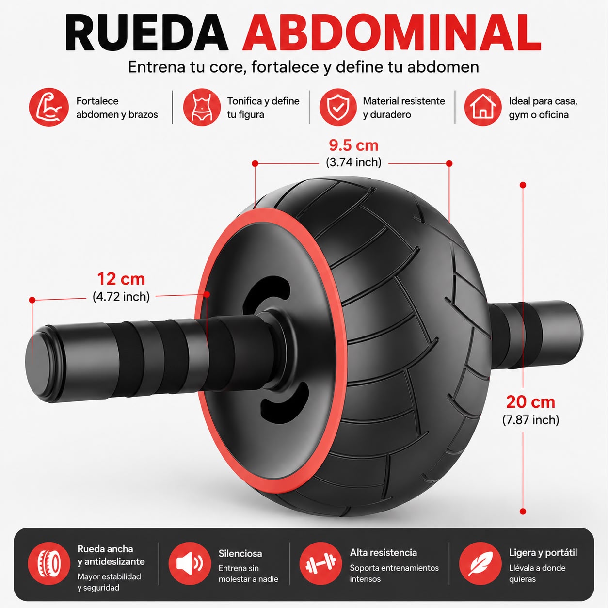 RUEDA ABDOMINAL PROFESIONAL DE ALTA RESISTENCIA